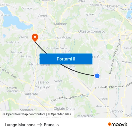 Lurago Marinone to Brunello map