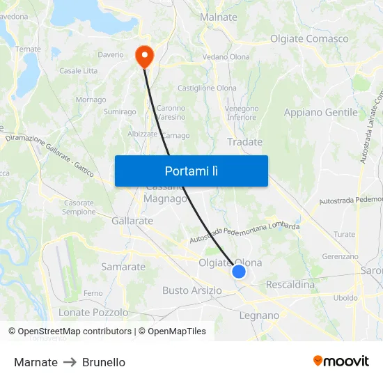 Marnate to Brunello map