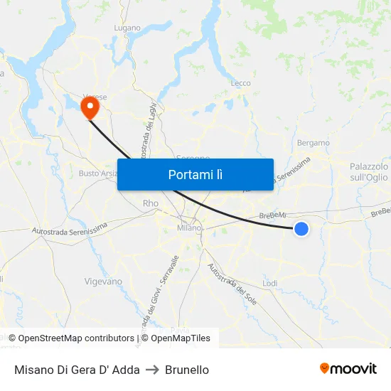 Misano Di Gera D' Adda to Brunello map