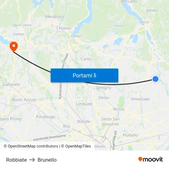 Robbiate to Brunello map