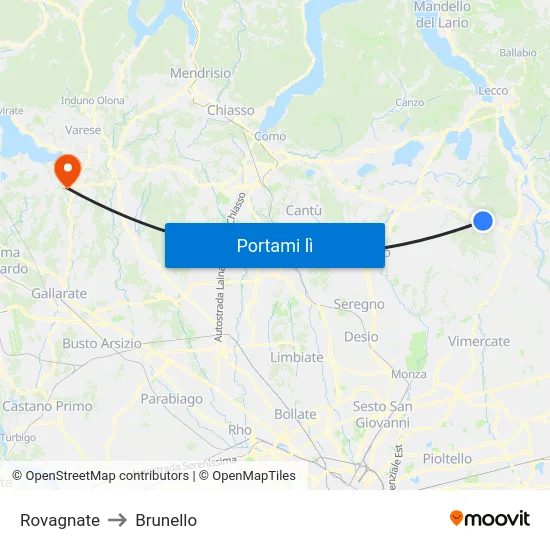 Rovagnate to Brunello map