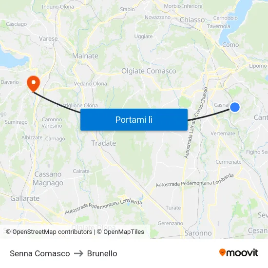 Senna Comasco to Brunello map