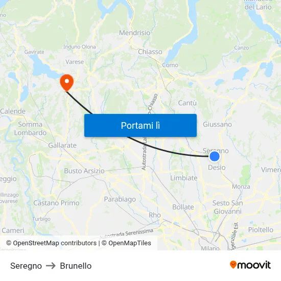 Seregno to Brunello map