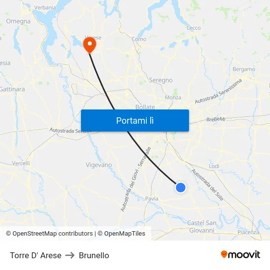 Torre D' Arese to Brunello map