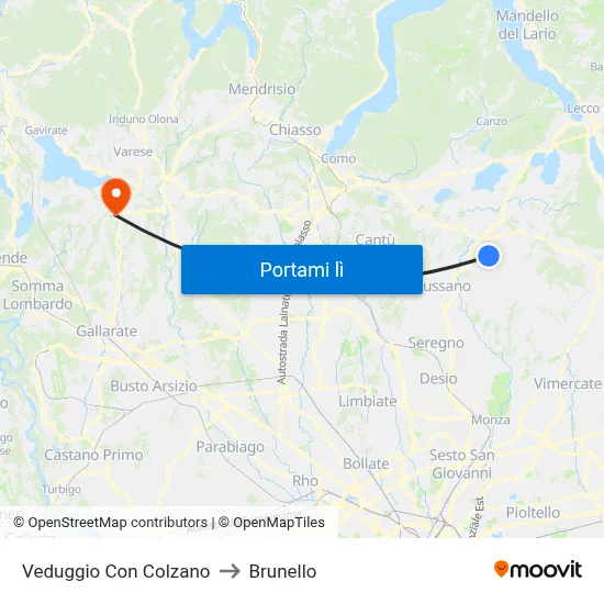 Veduggio Con Colzano to Brunello map