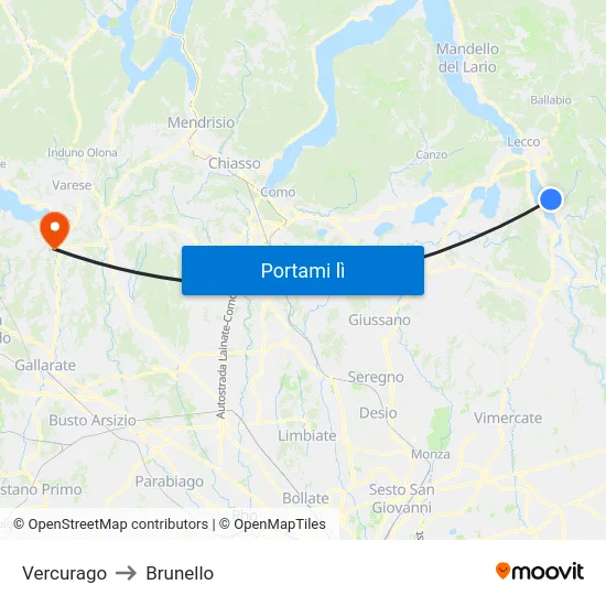 Vercurago to Brunello map