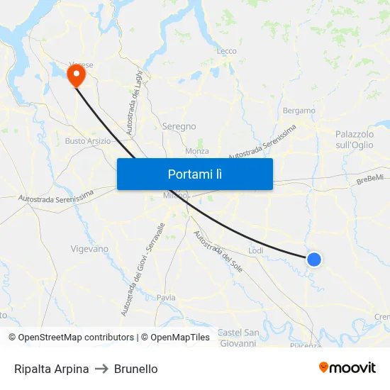 Ripalta Arpina to Brunello map