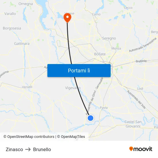 Zinasco to Brunello map