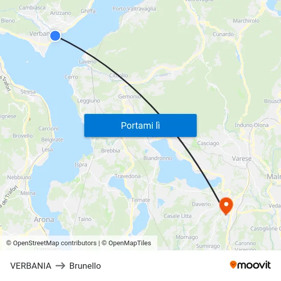 VERBANIA to Brunello map