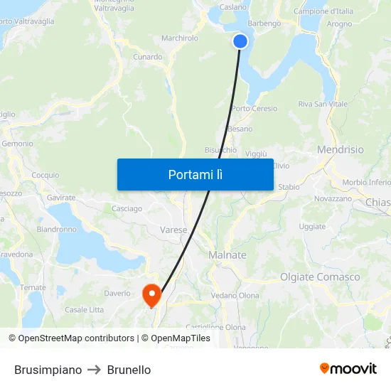 Brusimpiano to Brunello map