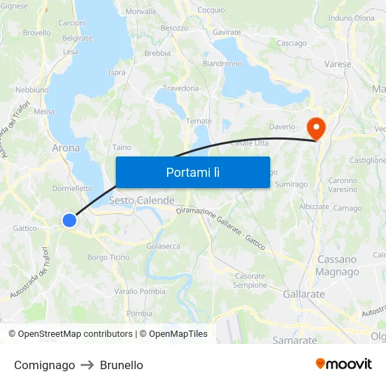 Comignago to Brunello map