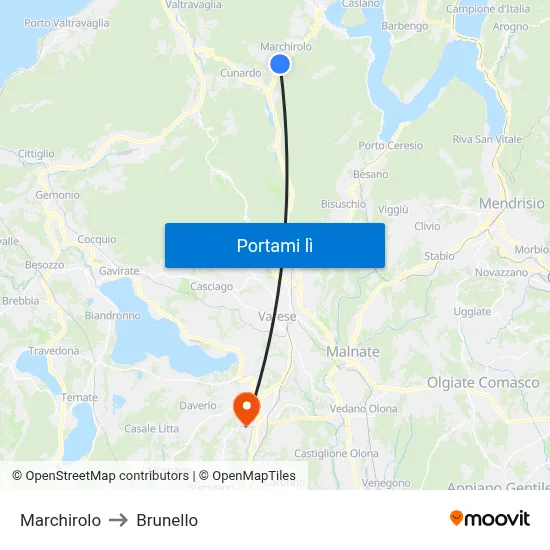 Marchirolo to Brunello map