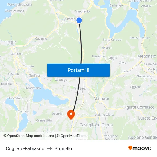 Cugliate-Fabiasco to Brunello map