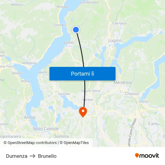 Dumenza to Brunello map