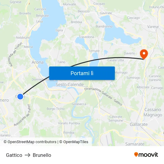 Gattico to Brunello map