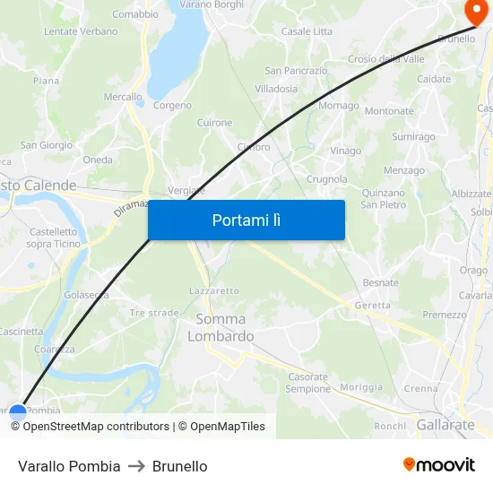 Varallo Pombia to Brunello map