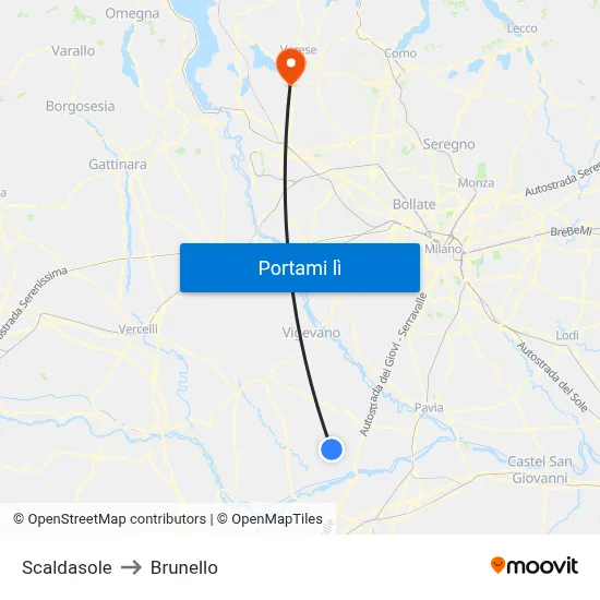 Scaldasole to Brunello map