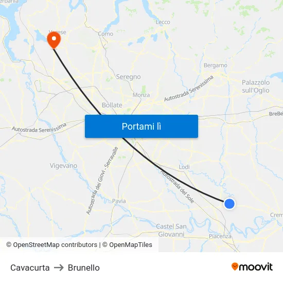Cavacurta to Brunello map