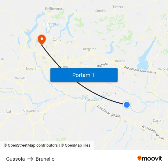 Gussola to Brunello map