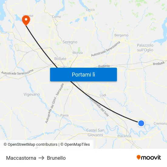 Maccastorna to Brunello map