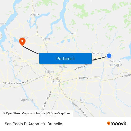 San Paolo D' Argon to Brunello map