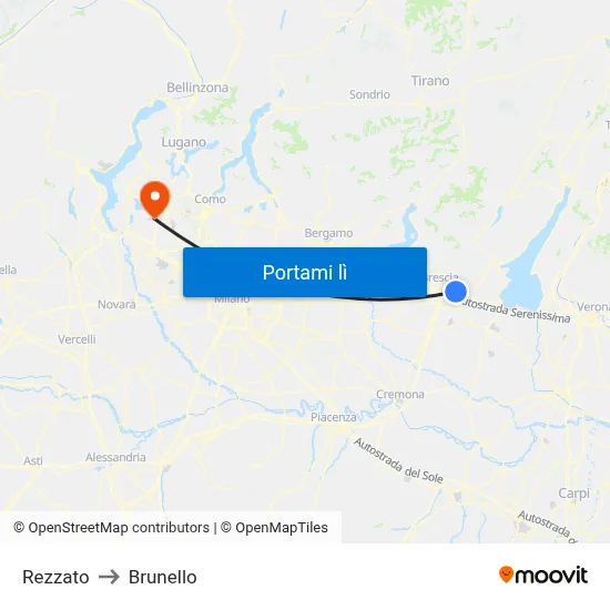 Rezzato to Brunello map