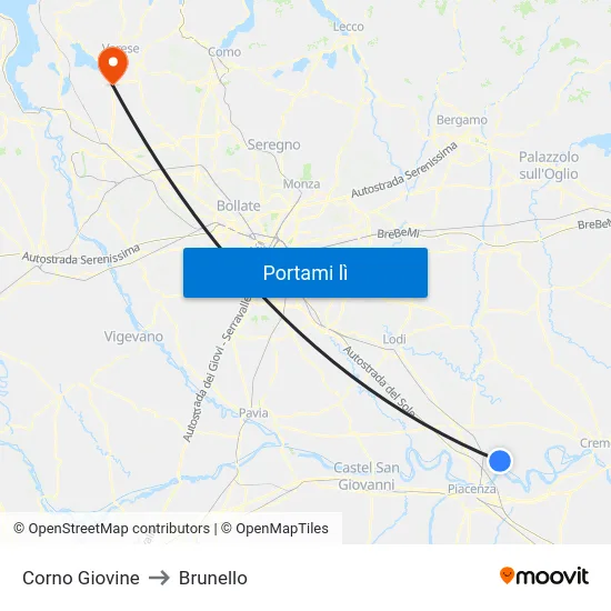 Corno Giovine to Brunello map