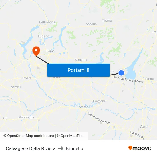 Calvagese Della Riviera to Brunello map
