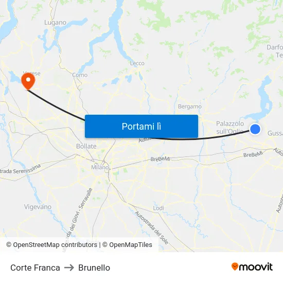 Corte Franca to Brunello map