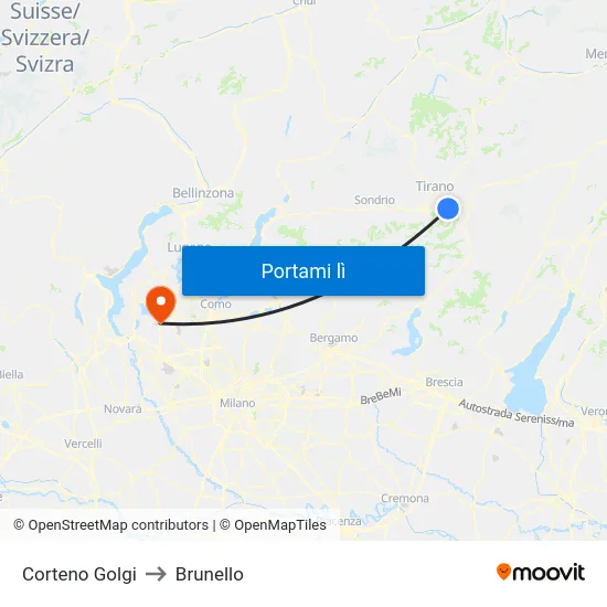 Corteno Golgi to Brunello map