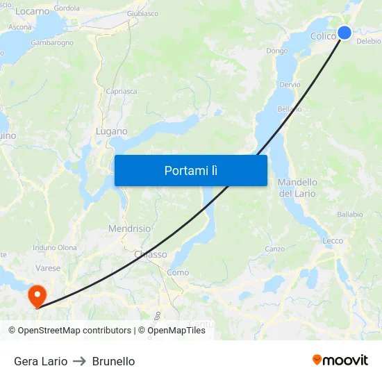 Gera Lario to Brunello map