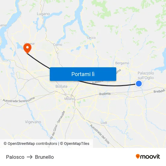 Palosco to Brunello map