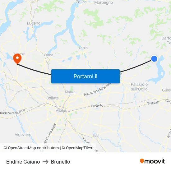 Endine Gaiano to Brunello map