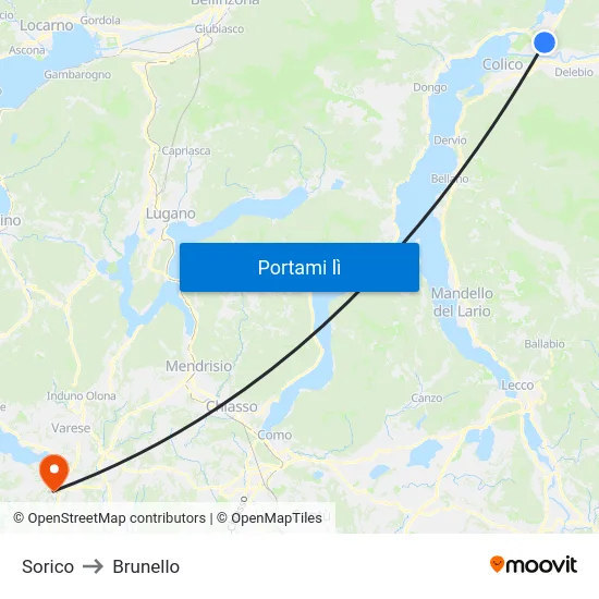 Sorico to Brunello map