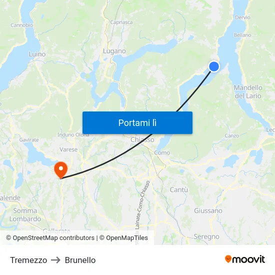 Tremezzo to Brunello map