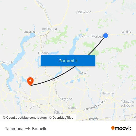 Talamona to Brunello map