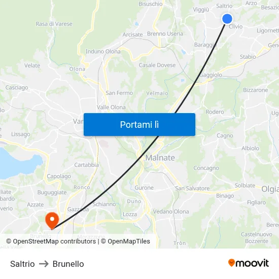 Saltrio to Brunello map