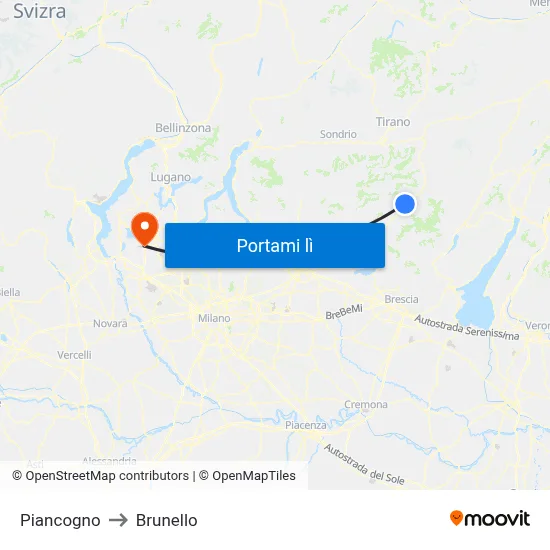 Piancogno to Brunello map