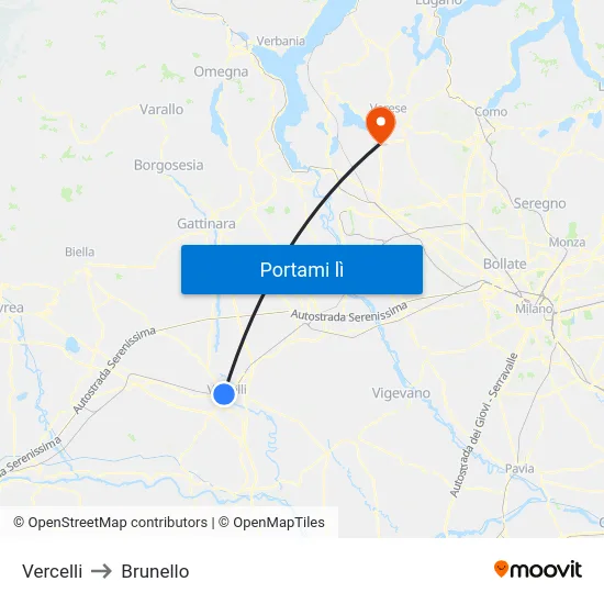 Vercelli to Brunello map