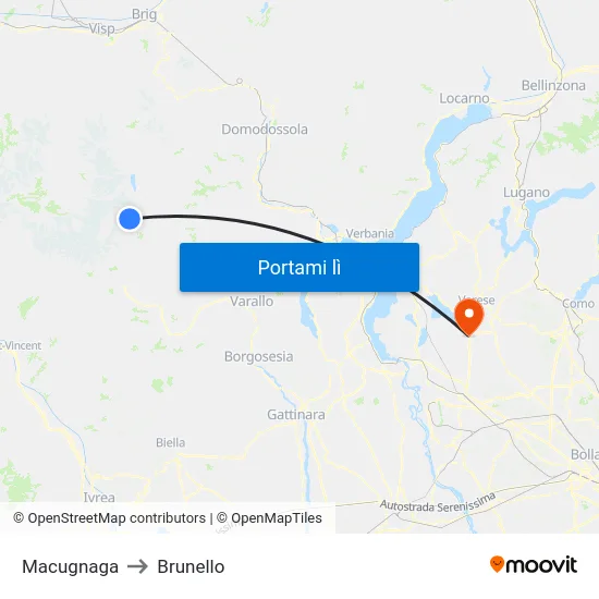 Macugnaga to Brunello map