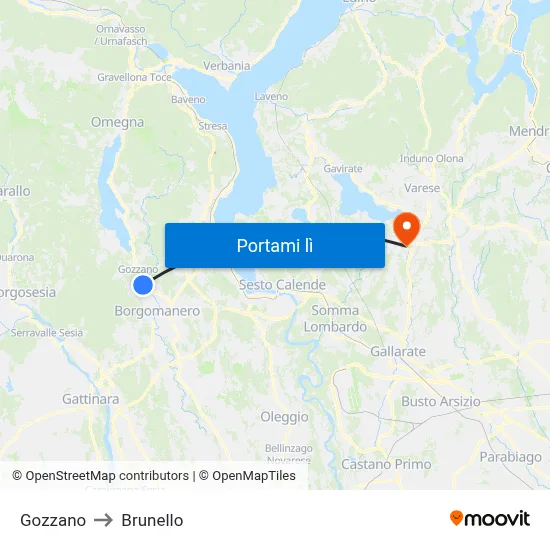 Gozzano to Brunello map