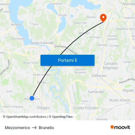 Mezzomerico to Brunello map