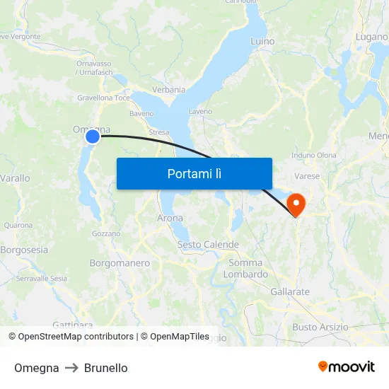 Omegna to Brunello map