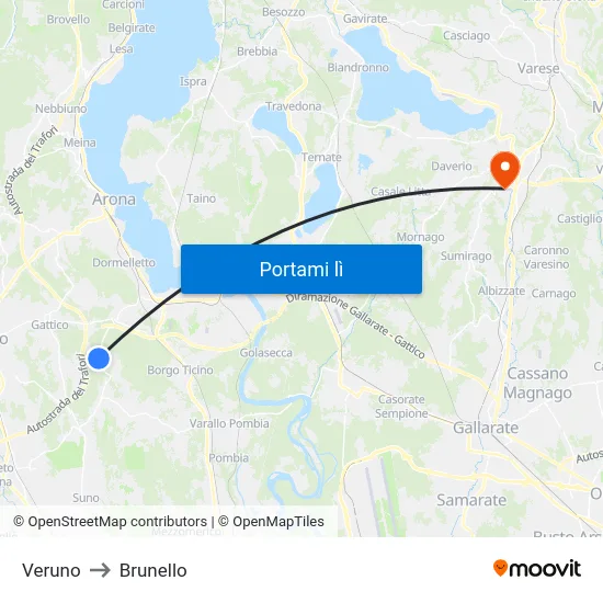 Veruno to Brunello map