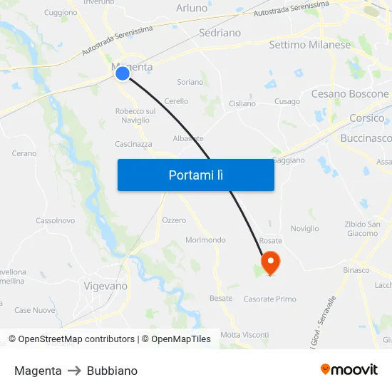 Magenta to Bubbiano map