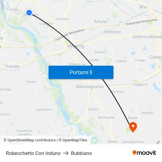 Robecchetto Con Induno to Bubbiano map