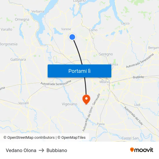 Vedano Olona to Bubbiano map