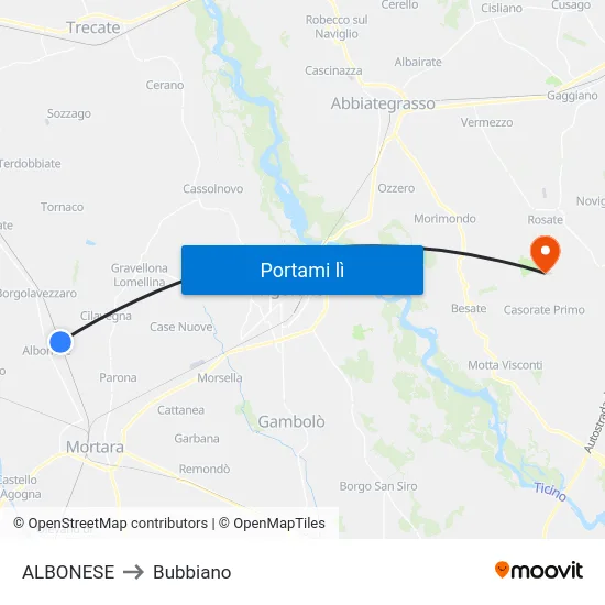 ALBONESE to Bubbiano map