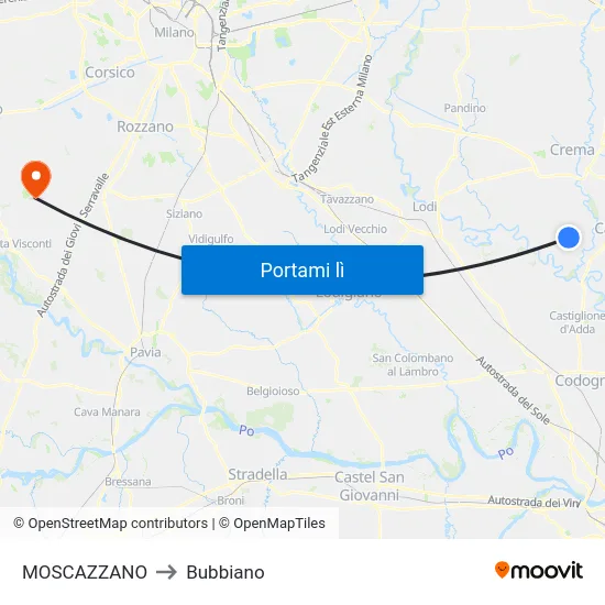 MOSCAZZANO to Bubbiano map