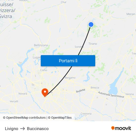 Livigno to Buccinasco map